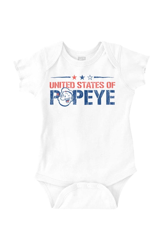 United States of Popeye Iconic USA Romper Boys or Girls Infant Baby Brisco Brands 18M