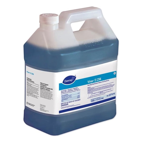 United Stationers Supply B3178306 Diversey Virex II 256 Disinfectant Cleaner & Deodorant - Mint Scent - 1.5 gal Bottle - Case of 2