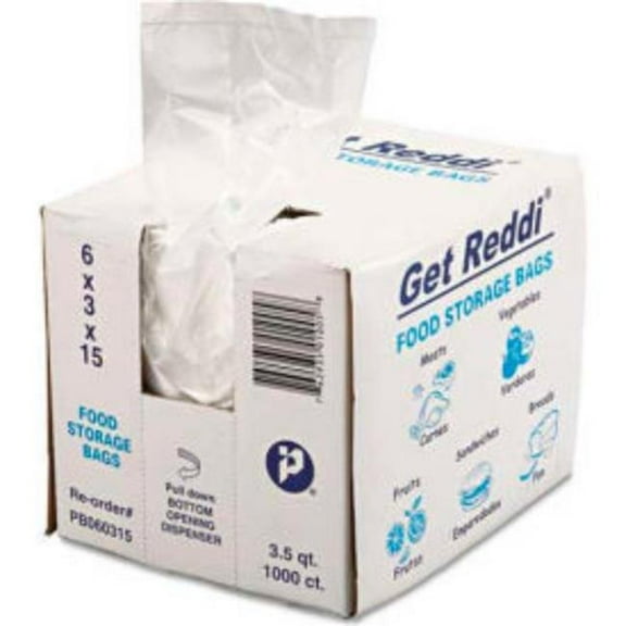 United Stationers Supply B1505514 Inteplast Group Get Reddi Poly Food Bags - 3.5 qt. - 6 x 15 in. - Clear - Pack of 1000