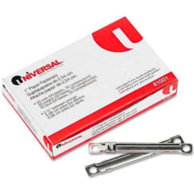 United Stationers Supply B1449678 Universal Complete Paper File Fasteners - 1 in. Capacity - Box of 50 - Silver - 2 Piece