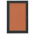 thumbnail image 1 of United Visual Products  24 x 36 in. Single Door Traditional Indoor Enclosed Corkboard with Apricot Fabric Backing Board & Black Anodized Aluminum Frame, 1 of 1