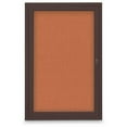 thumbnail image 1 of United Visual Products  24 x 36 in. Single Door Traditional Indoor Enclosed Corkboard with Apricot Fabric Backing Board & Bronze Anodized Aluminum Frame, 1 of 1