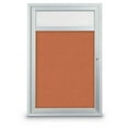 thumbnail image 1 of United Visual Products  24 x 36 in. Single Door Traditional Indoor Enclosed Corkboard with Header, Apricot Fabric Backing Board & Satin Anodized Aluminum Frame, 1 of 1