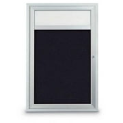 United Visual Products 24 x 36 in. Single Door Traditional Indoor Enclosed Corkboard with Header, Rubber Backing Board & Satin Anodized Aluminum Frame