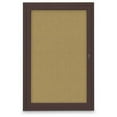 thumbnail image 1 of United Visual Products  24 x 36 in. Single Door Traditional Indoor Enclosed Corkboard with Keylime Fabric Backing Board & Bronze Anodized Aluminum Frame, 1 of 1