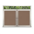 thumbnail image 1 of United Visual Products  48 x 36 in. Double Door Traditional Indoor Enclosed Corkboard with Header, Pumice Fabric Board & Backing Board & Satin Anodized Aluminum Frame, 1 of 1
