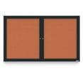 thumbnail image 1 of United Visual Products  60 x 36 in. Double Door Traditional Indoor Enclosed Corkboard with Apricot Fabric Backing Board & Black Anodized Aluminum Frame, 1 of 1