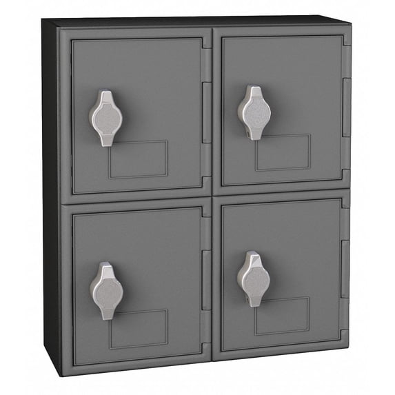 United Visual Products Locker,2x2Lckrs,Gry/Blk,13.5"x12"x4" UVQ1051