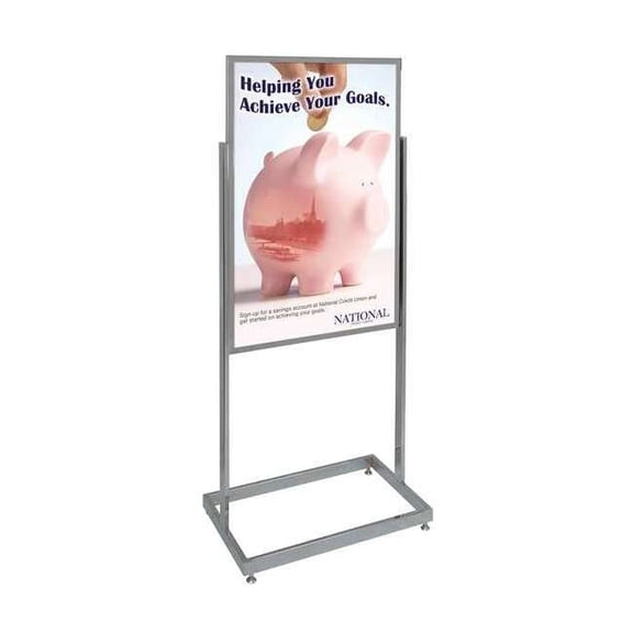 United Visual Products Sign Holder,Pedestal,24x36,Alum,Chrome UVE52436-chrome
