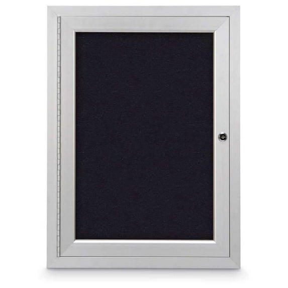 United Visual Products UV300-SATIN-RUBBER 18 x 24 in. Single Door Traditional Indoor Enclosed Corkboard with Rubber Backing Board & Satin Anodized Aluminum Frame