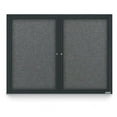 thumbnail image 1 of United Visual Products UV303-BLACK-MEDGRY 48 x 36 in. Double Door Traditional Indoor Enclosed Corkboard with Medium Grey Fabric Backing Board & Black Anodized Aluminum Frame, 1 of 1