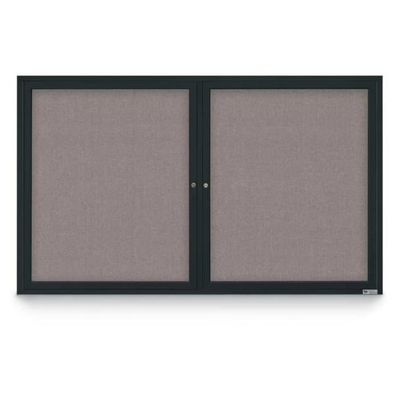 United Visual Products UV304-BLACK-SURF 60 x 36 in. Double Door Traditional Indoor Enclosed Corkboard with Surf Fabric Backing Board & Black Anodized Aluminum Frame