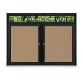 thumbnail image 1 of United Visual Products UV331H-BLACK-BUFF 48 x 36 in. Double Door Traditional Indoor Enclosed Corkboard with Header, Buff Fabric Board & Backing Board & Black Anodized Aluminum Frame, 1 of 1