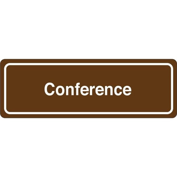 United Visual Products UVOS1005-BROWN 3 x 9 in. Conference Single Sided Wall Mount Facility Sign, Brown & White