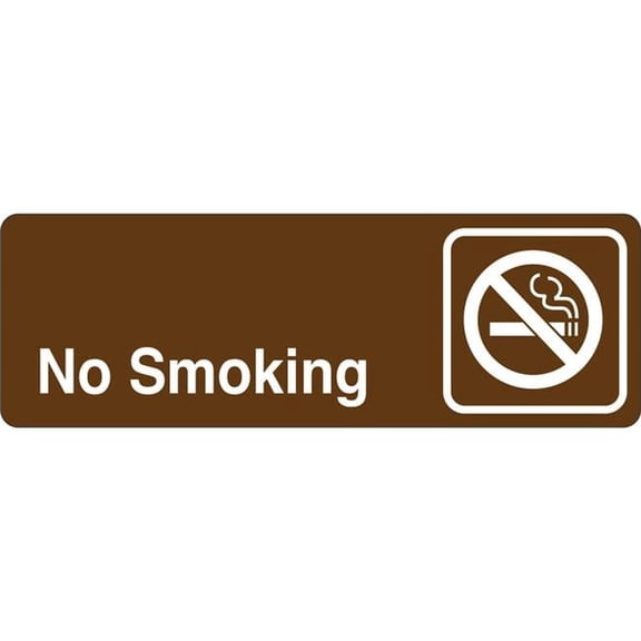 United Visual Products UVOS1014-BROWN 3 x 9 in. No Smoking Single Sided Wall Mount Directional Sign, Brown & White