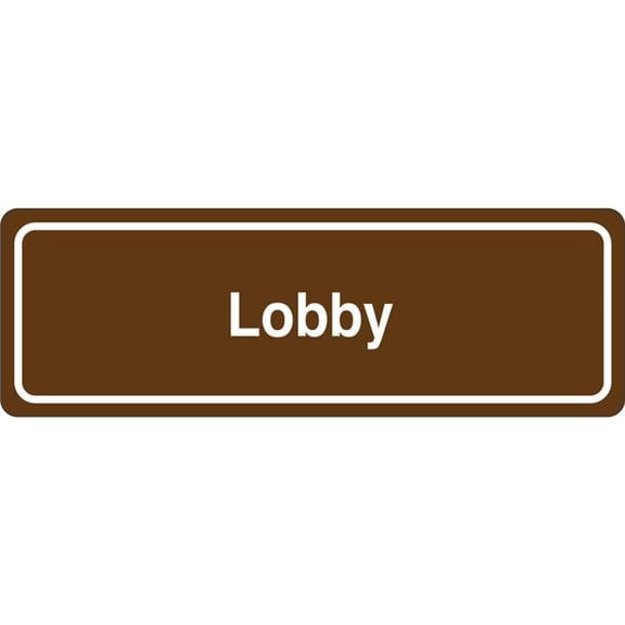 United Visual Products UVOS1016-BROWN 3 x 9 in. Lobby Single Sided Wall Mount Directional Sign, Brown & White