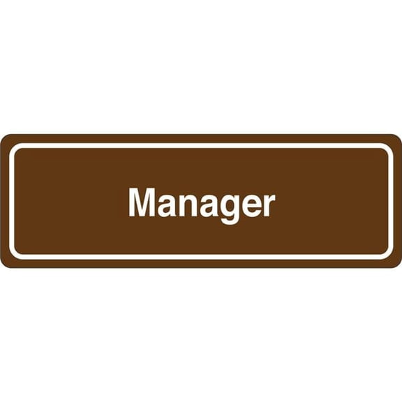 United Visual Products UVOS1020-BROWN 3 x 9 in. Manager Single Sided Wall Mount Facility Sign, Brown & White