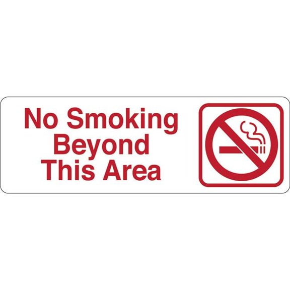 United Visual Products UVOS1026 3 x 9 in. No Smoking Beyond This Single Sided Wall Mount Directional Sign, White & Red