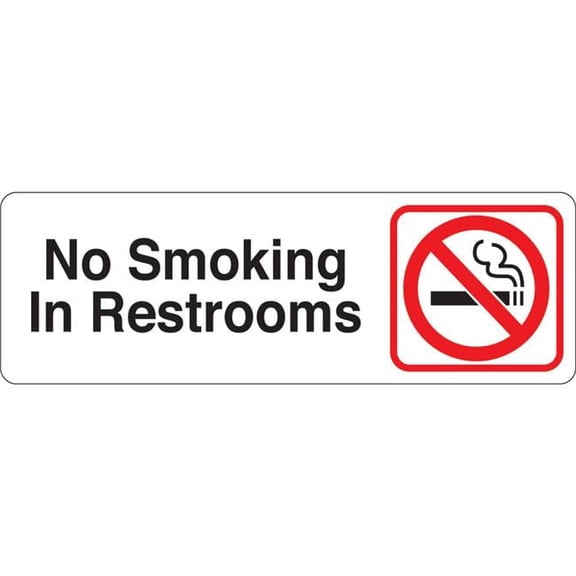 United Visual Products UVOS1033 3 x 9 in. No Smoking In Restrooms Single Sided Wall Mount Directional Sign, White & Red