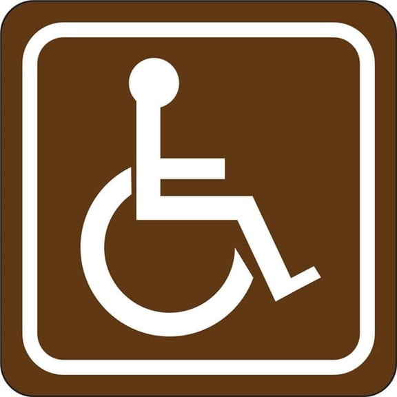 United Visual Products UVOS1036-BROWN 3 x 3 in. Wheelchair Single Sided Wall Mount Directional Sign, Brown & White