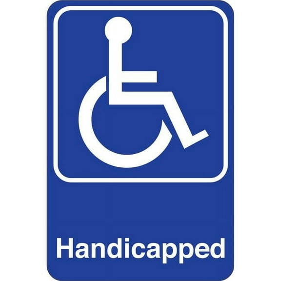 United Visual Products UVOS1046 9 x 6 in. Handicapped Facility Sign, Blue & White
