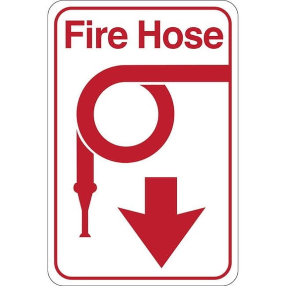 United Visual Products UVOS1049 9 x 6 in. Fire Hose Facility Sign, Red & White