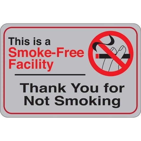United Visual Products UVOS1057 6 x 9 in. Smoke free Facility Sign - Black, White & Orange