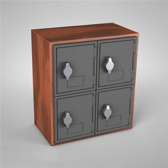 United Visual Products UVQ1041 Cell Phone Lockers, Cherry, Grey Door - 4 Door - Hasp Lock