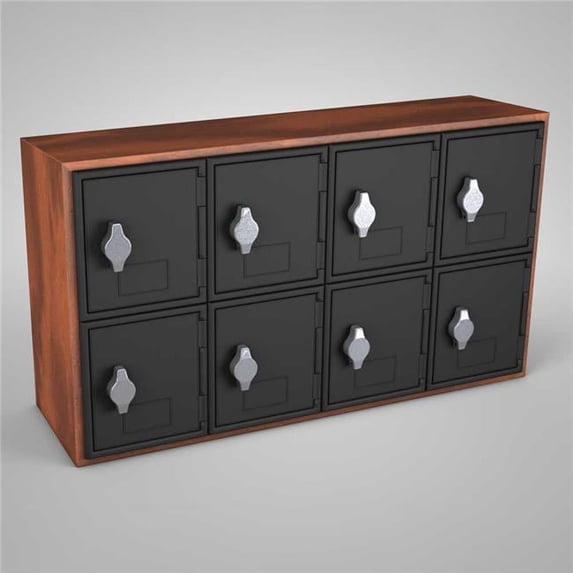 United Visual Products UVQ1044 Cell Phone Lockers, Cherry, Black Door - 8 Door - Hasp Lock