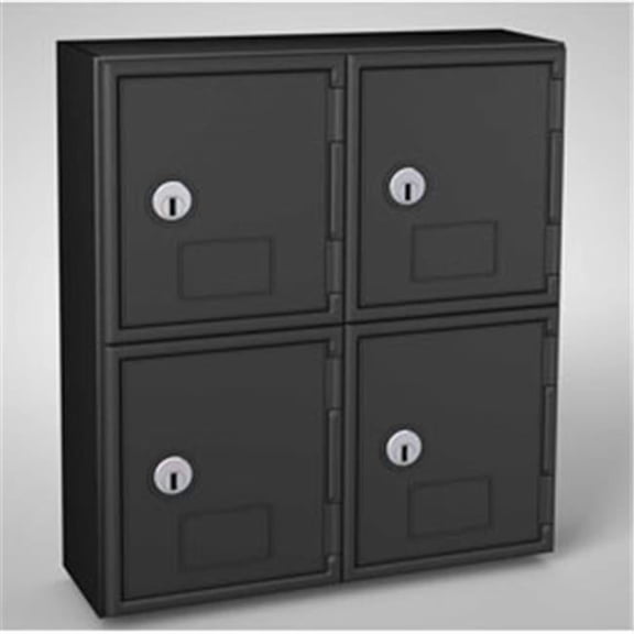 United Visual Products UVQ1046 Cell Phone Locker 4 Door with Key Lock, Black - 11 x 4 x 12.5 in.