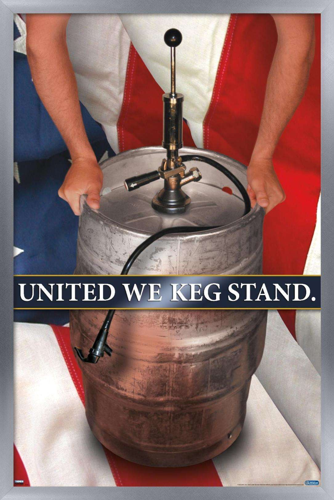 United We Keg Stand Wall Poster, 14.725" x 22.375", Framed