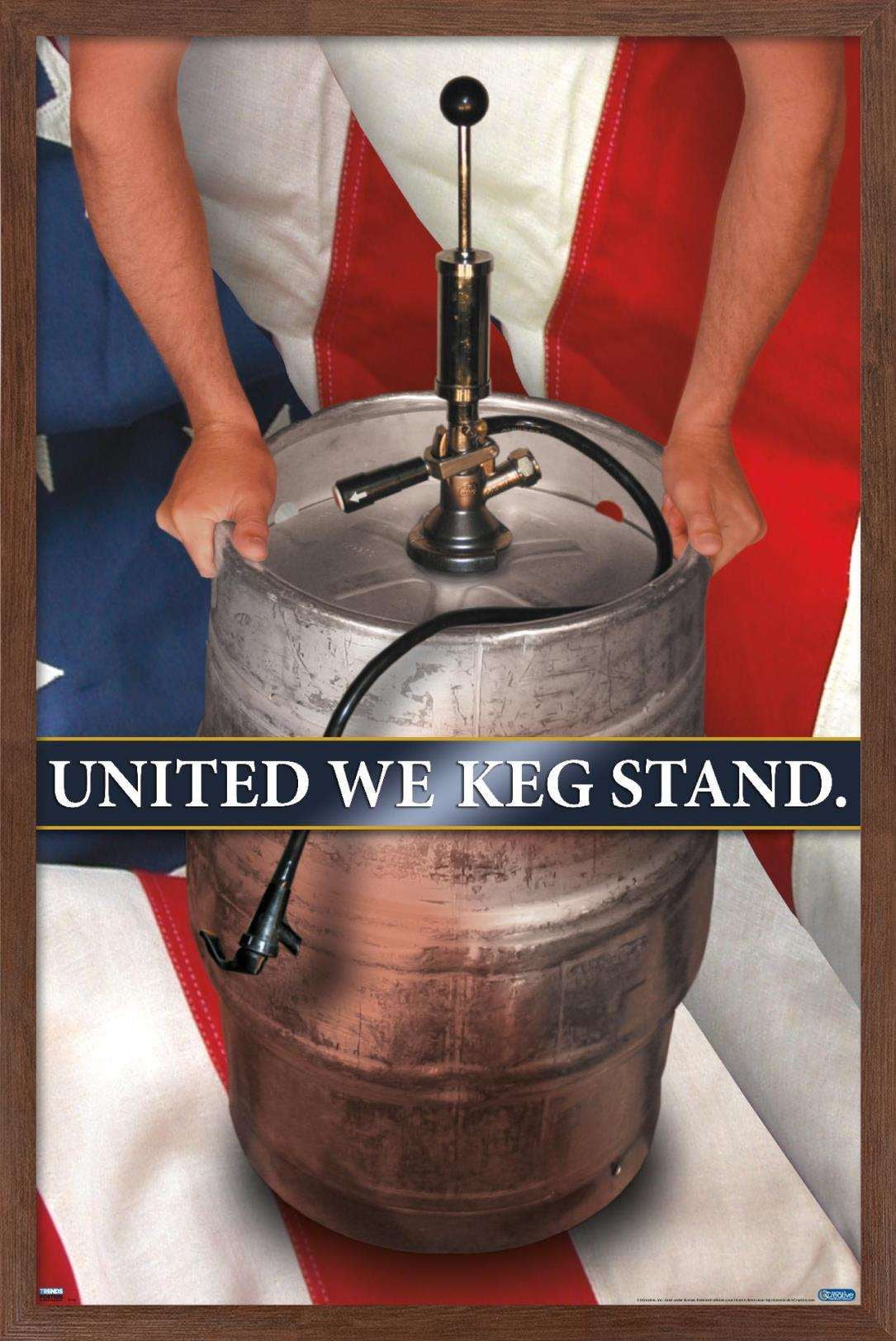 United We Keg Stand Wall Poster, 22.375" x 34", Framed