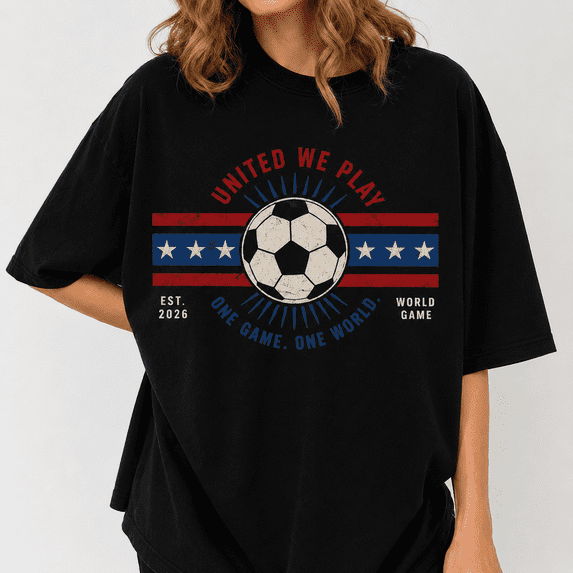 United We Play Soccer Shirt Patriotic USA Sports Fan Graphic Tee Game Day Gift