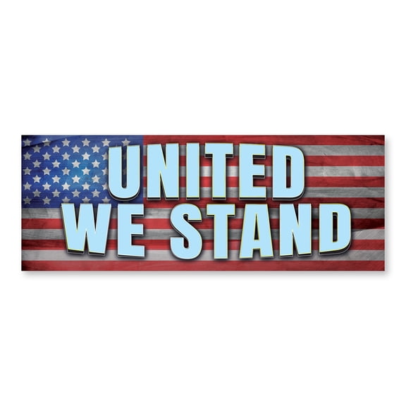 United We Stand 12" x 4.5" Decal | Advertise Your Business | All Weather Can Apply To Any Surface | American Flag | Made in The USA