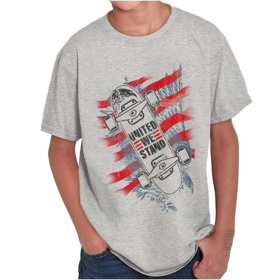 United We Stand American Skateboarder Crewneck T Shirts Boy Girl Teen Brisco Brands S