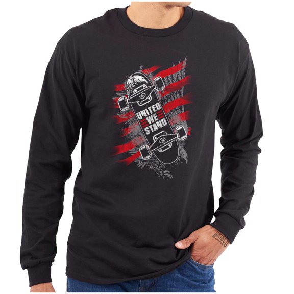 United We Stand American Skateboarder Long Sleeve TShirt Men Women Brisco Brands M