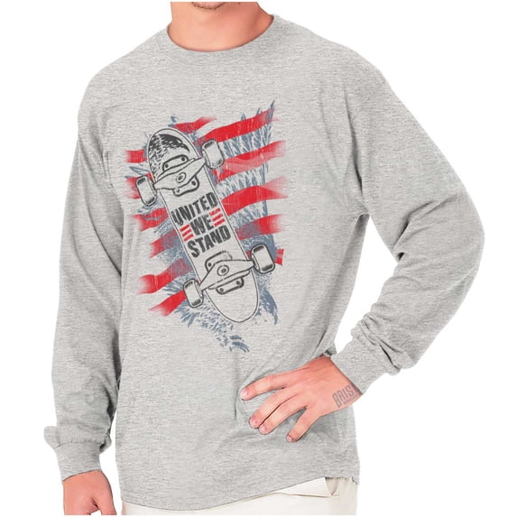 United We Stand American Skateboarder Plus Size Long Sleeve Graphic Tee Shirt Brisco Brands 2X