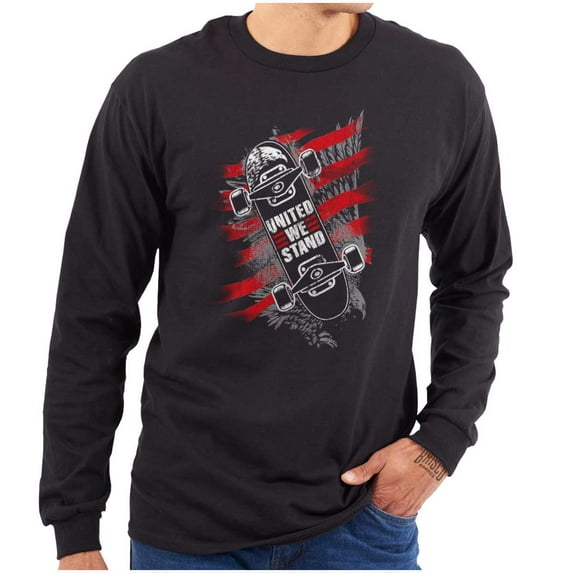 United We Stand American Skateboarder Plus Size Long Sleeve Graphic Tee Shirt Brisco Brands 3X