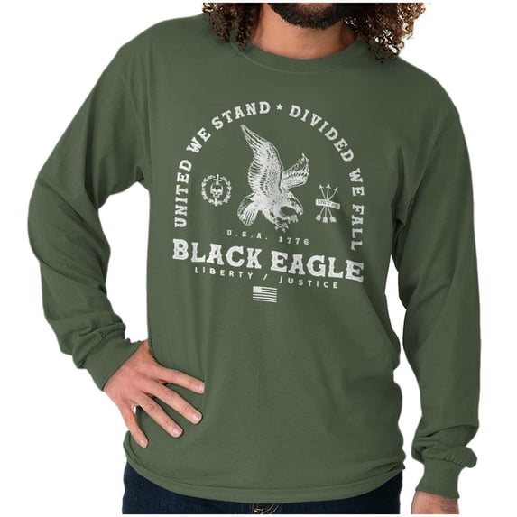United We Stand Black Eagle Liberty Plus Size Long Sleeve Graphic Tee Shirt Brisco Brands 3X