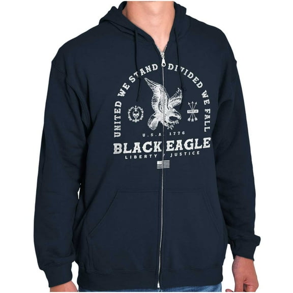 United We Stand Black Eagle Liberty Unisex Fleece Graphic Zip Up Hoodie Brisco Brands 2X