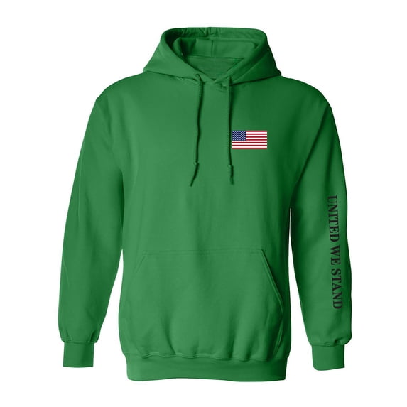 United We Stand Black Ink Sleeve Print Adult Hooded Sweatshirt