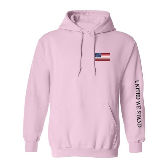 United We Stand Black Ink Sleeve Print Adult Hooded Sweatshirt