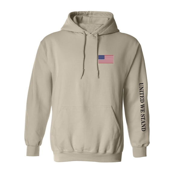 United We Stand Black Ink Sleeve Print Adult Hooded Sweatshirt