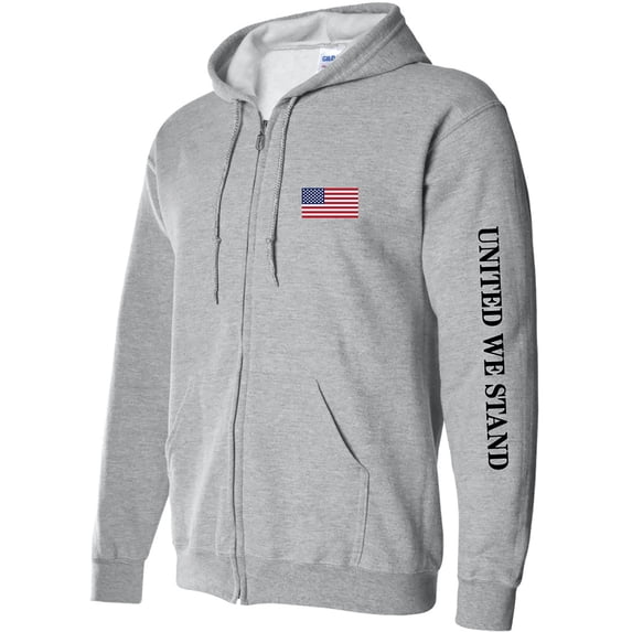 United We Stand Black Ink Sleeve Print Full-Zip Hooded Sweatshirt