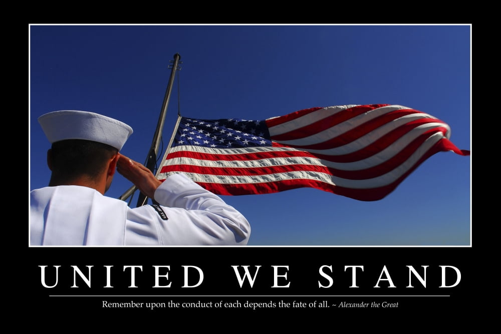 United We Stand Inspirational Quote and Motivational Poster Canvas Art - Stocktrek Images (34 x 23)
