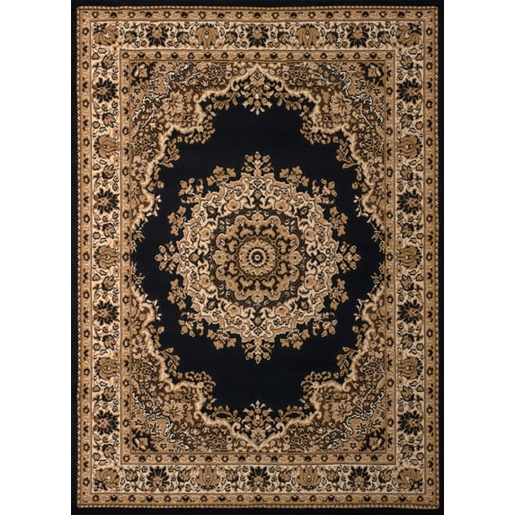 United Weavers Dallas Area Rug 851-10170 Floral Kirman Black Leaves Flowers 2' 3" x 7' 2" Rectangle