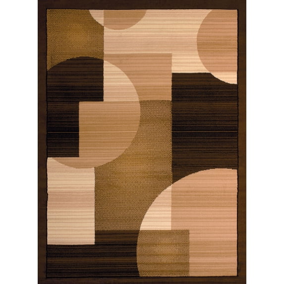 United Weavers Dallas Area Rug 851-11150 Zoom Zoom Brown Circles Boxes 2' 3" x 7' 2" Rectangle