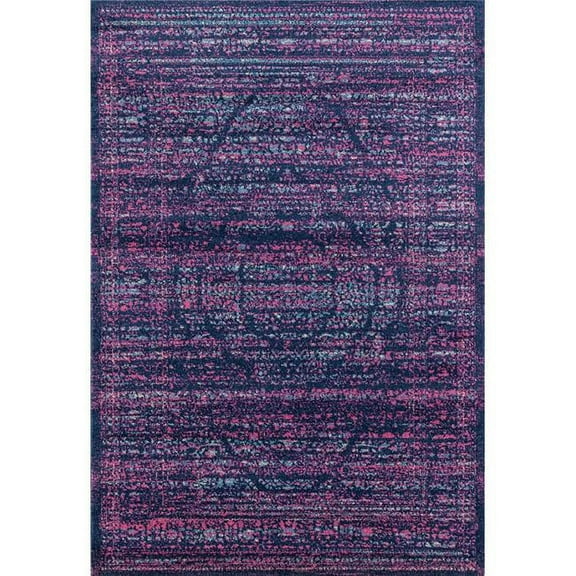 United Weavers Abigail Area Rugs - 713 20268 Contemporary Midnight Blue Medallion Bordered Vibrant Banded Rug