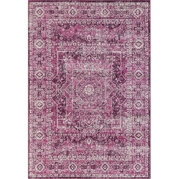United Weavers Abigail Area Rug 713 21081 Maren Magenta Bordered Medallions 12' 6" x 15' Rectangle