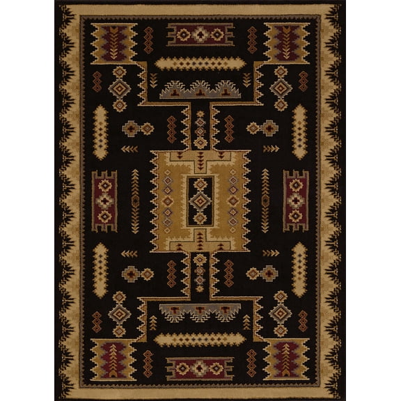 United Weavers Affinity Area Rug 750-01870 Coltan Black Diamonds Lines 5' 3" x 7' 2" Rectangle